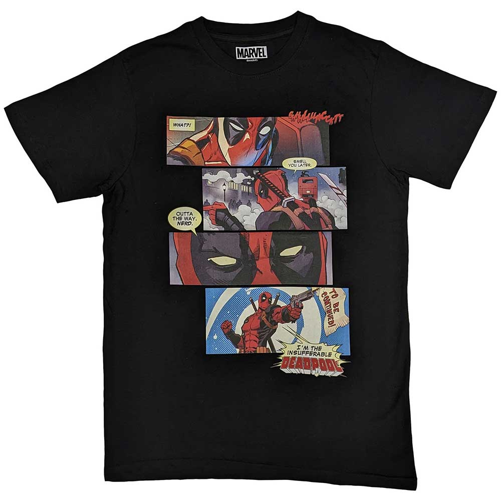 Marvel Comics Unisex T-Shirt Deadpool Strips Black (M)