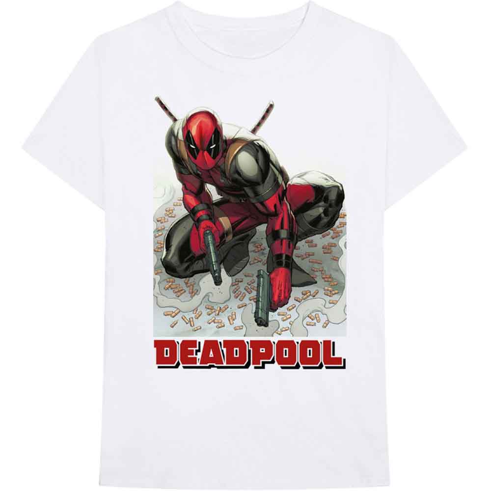 Marvel Comics Unisex T-Shirt Deadpool Bullet White (M)