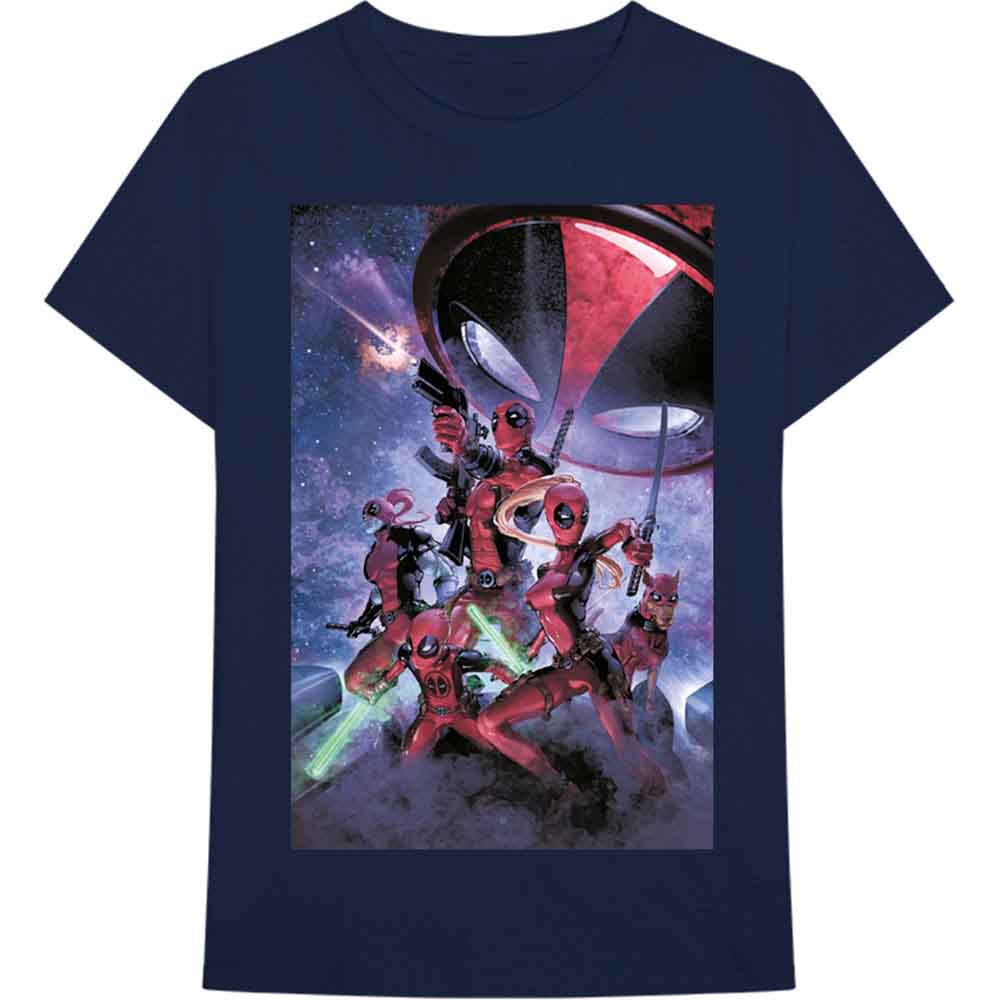 Marvel Comics Unisex T-Shirt Deadpool Family Blue (S)