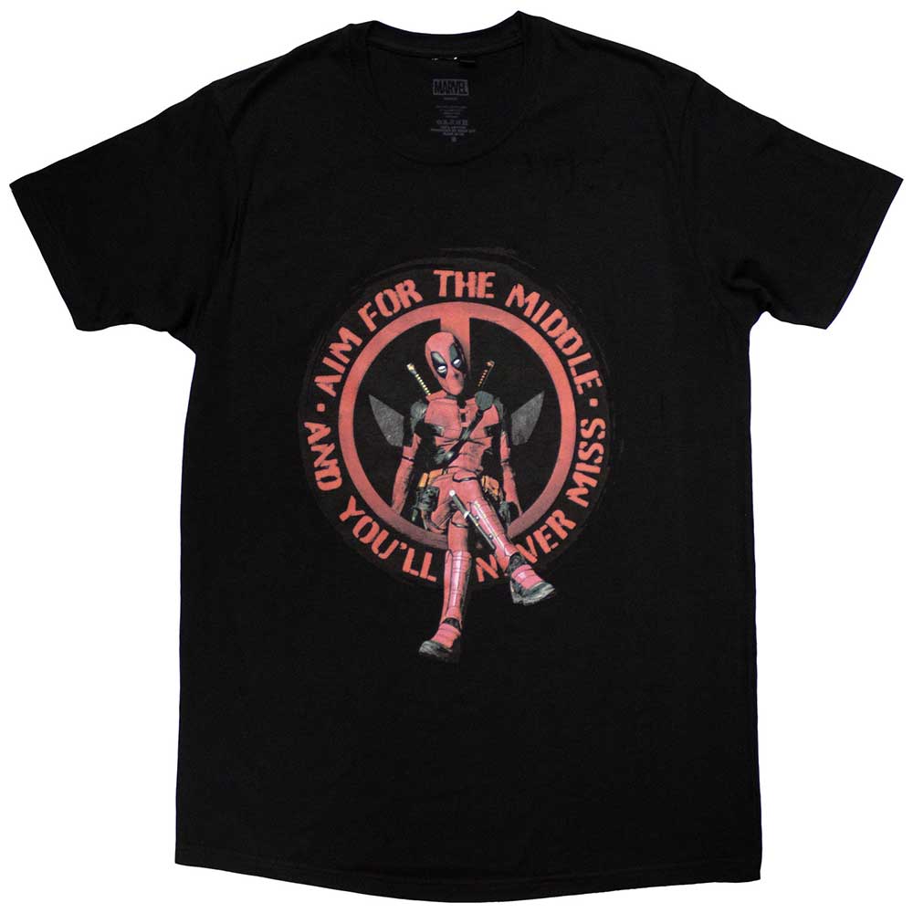 Marvel Comics Unisex T-Shirt Deadpool Aim Middle Black (XL)