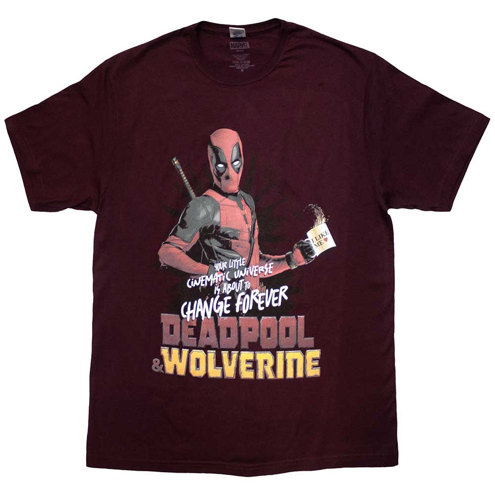 Marvel Comics Unisex T-Shirt Deadpool & Wolverine Change Universe Red (M)