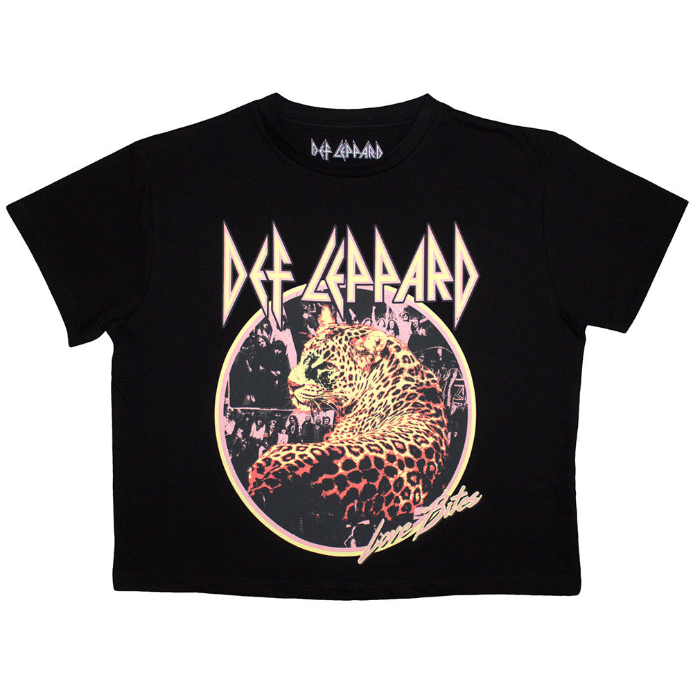 Def Leppard Ladies Crop Top Love Bites Black (XS)