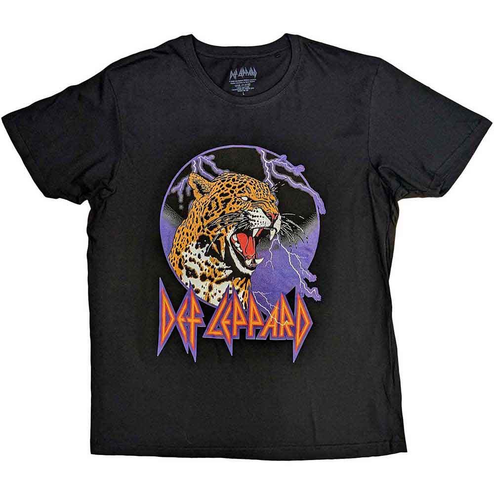 Def Leppard Unisex T-Shirt Lightning Leopard Black (L)