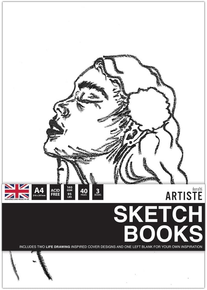 Artiste A4 Sketchbook 140gsm 20shts White - Life Drawing (3pk)