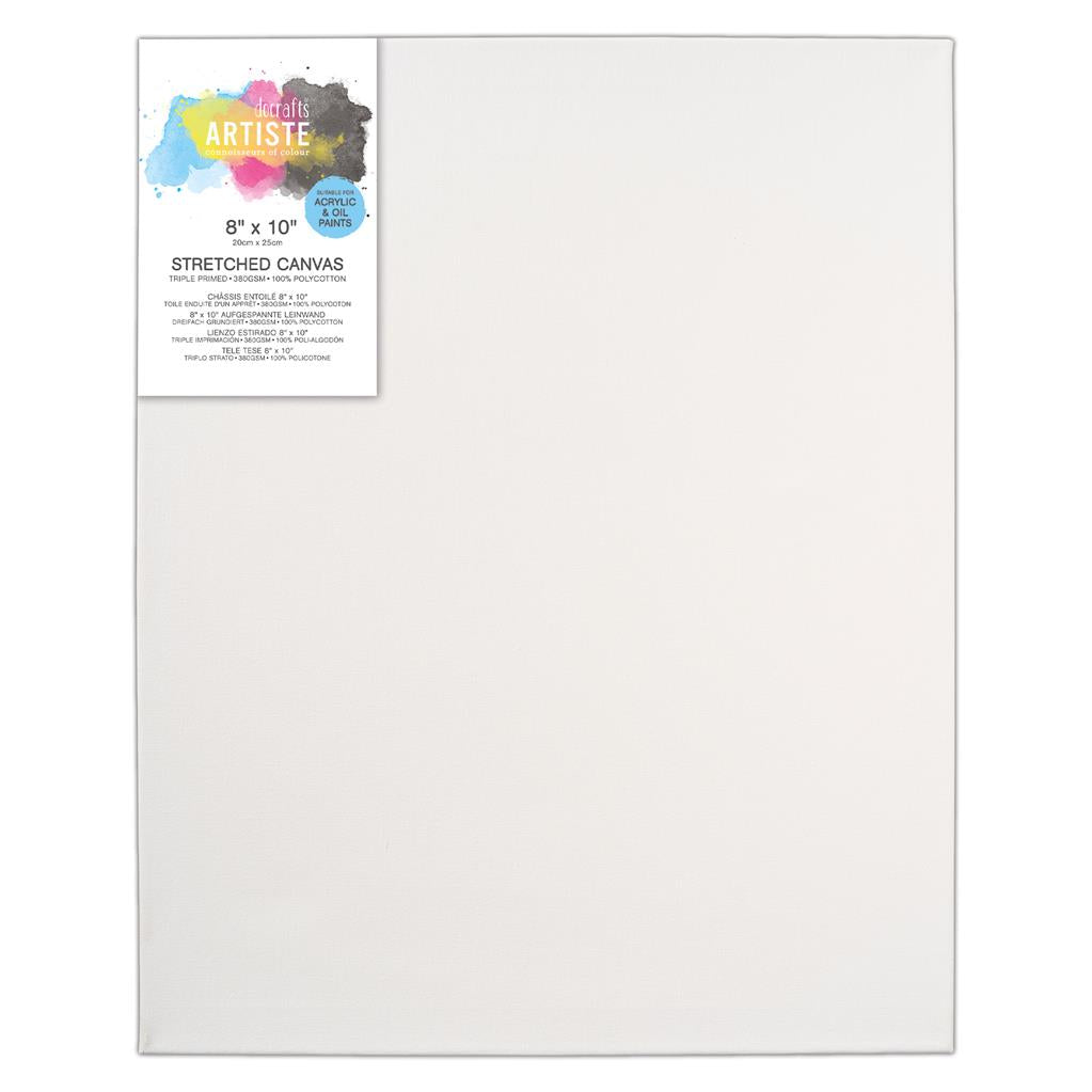 Artiste Stretched Canvas 8" x 10" 380gsm White Wooden Frame