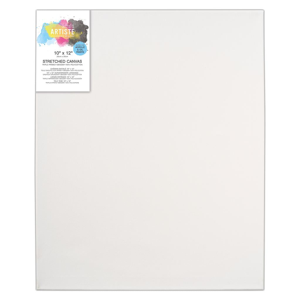 Artiste Stretched Canvas 10" x 12" 380gsm White Wooden Frame