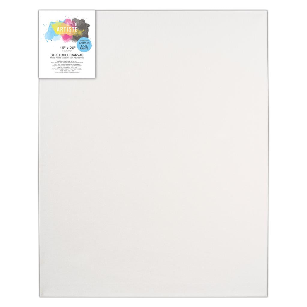 Artiste Stretched Canvas 16" x 20" 380gsm White Wooden Frame