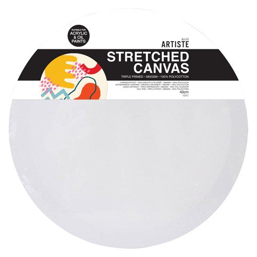 Artiste Stretched Canvas 40cm Round 380gsm (1pk)