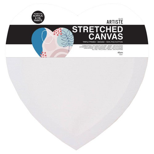 Artiste Stretched Canvas 40cm Heart 380gsm (1pk)