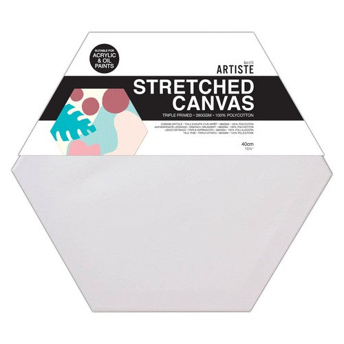 Artiste Stretched Canvas 40cm Hexagon 380gsm (1pk)