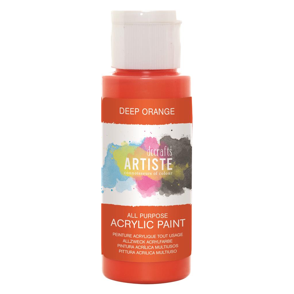 Artiste All Purpose Acrylic Paint - Deep Orange (2oz)