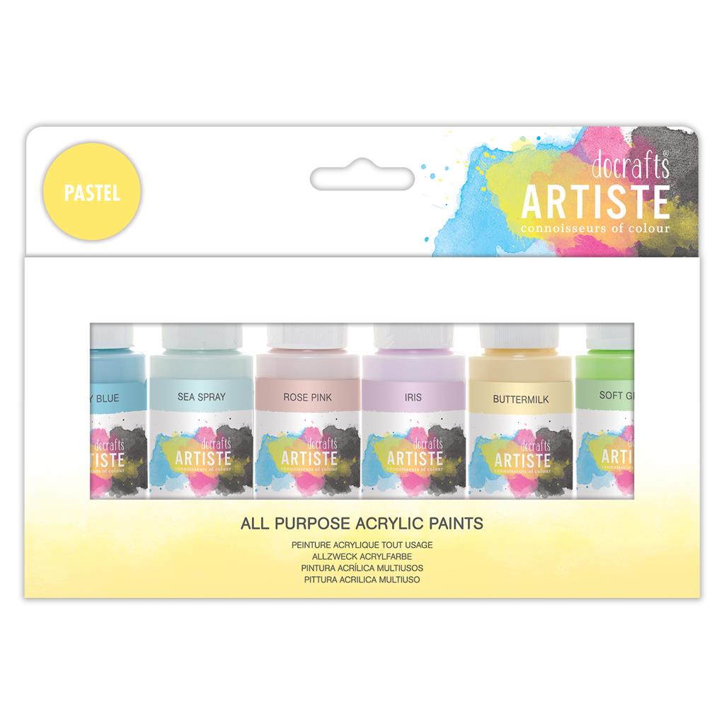 Artiste All Purpose Acrylic Paint Set - Pastel Colours (6pk)