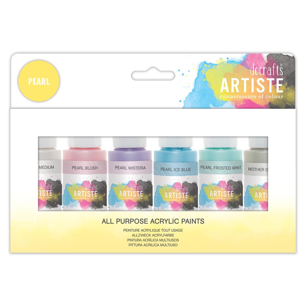 Artiste All Purpose Acrylic Paint Set - Pearlescent Colours (6pk)