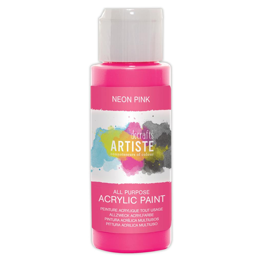 Artiste All Purpose Acrylic Paint - Neon Pink (2oz)