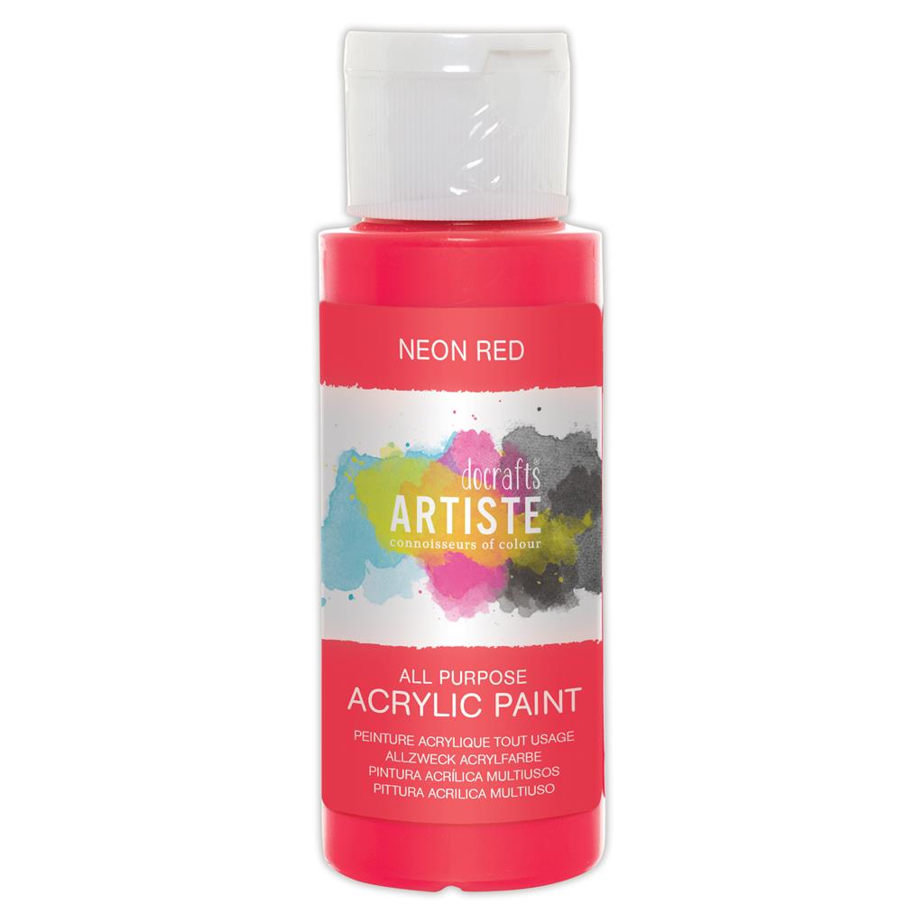 Artiste All Purpose Acrylic Paint - Neon Red (2oz)