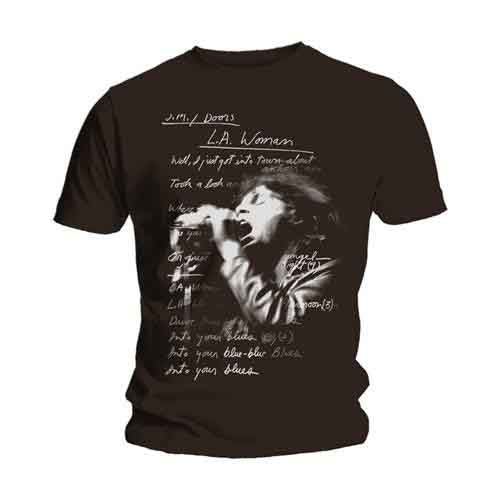 The Doors Men's T-Shirt LA Woman Lyrics Black (XXL)