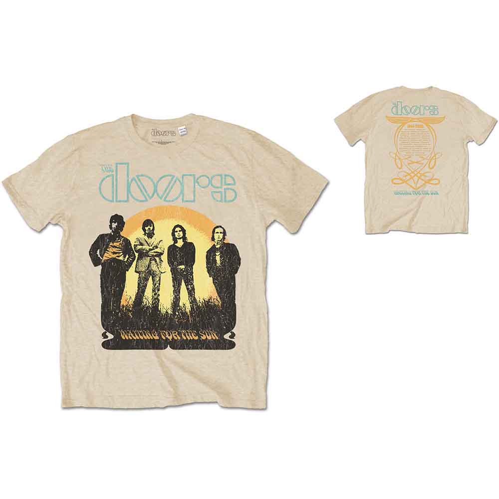 The Doors Men's T-Shirt 1968 Tour with Back Print Sand (L)