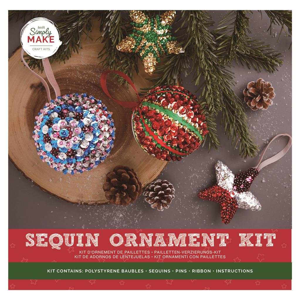 Simply Make Sequin Craft Kit - Christmas Ornaments (4pk)