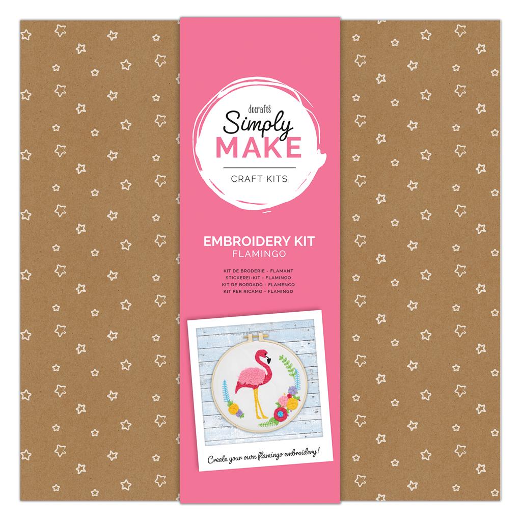 Simply Make 8" Embroidery Kit - Flamingo