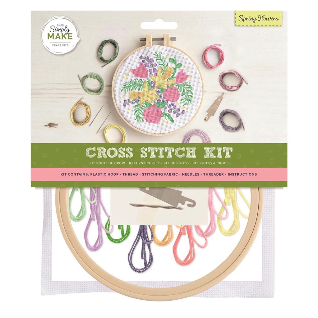 Simply Make 8" Cross Stitch Kit - Spring Flowers