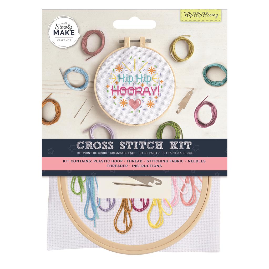 Simply Make 5" Cross Stitch Kit - Hip Hip Hooray