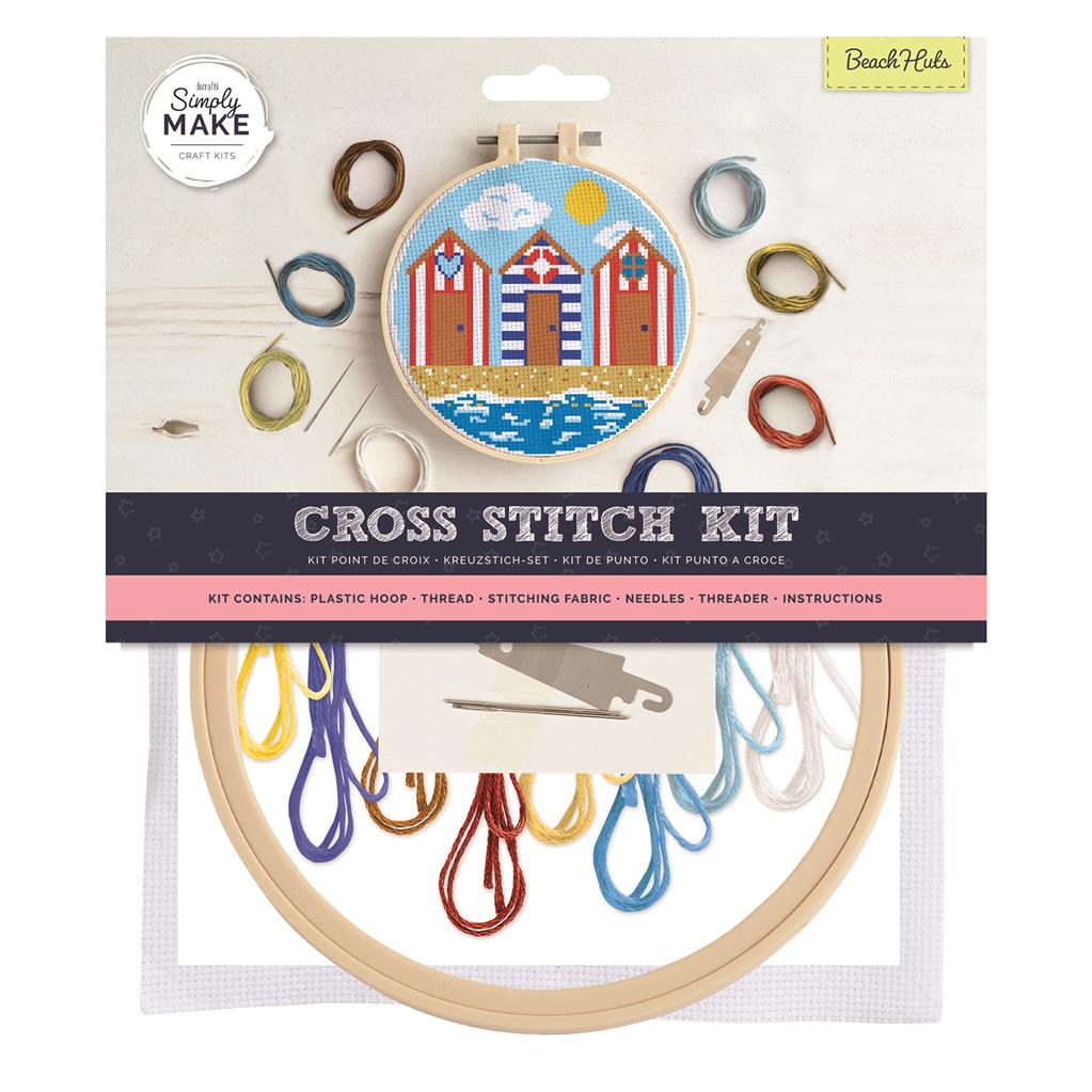 Simply Make 8" Cross Stitch Kit - Beach Huts