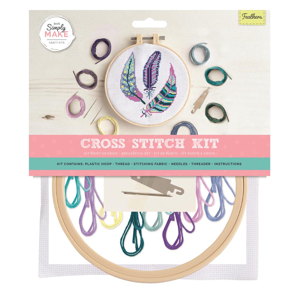 Simply Make 8" Cross Stitch Kit - Feathers