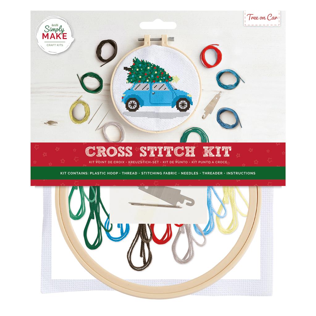 Simply Make 8" Xmas Cross Stitch Kit - Tree on Car