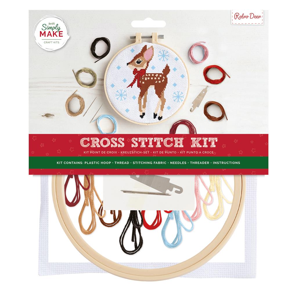 Simply Make 8" Cross Stitch Kit - Retro Deer