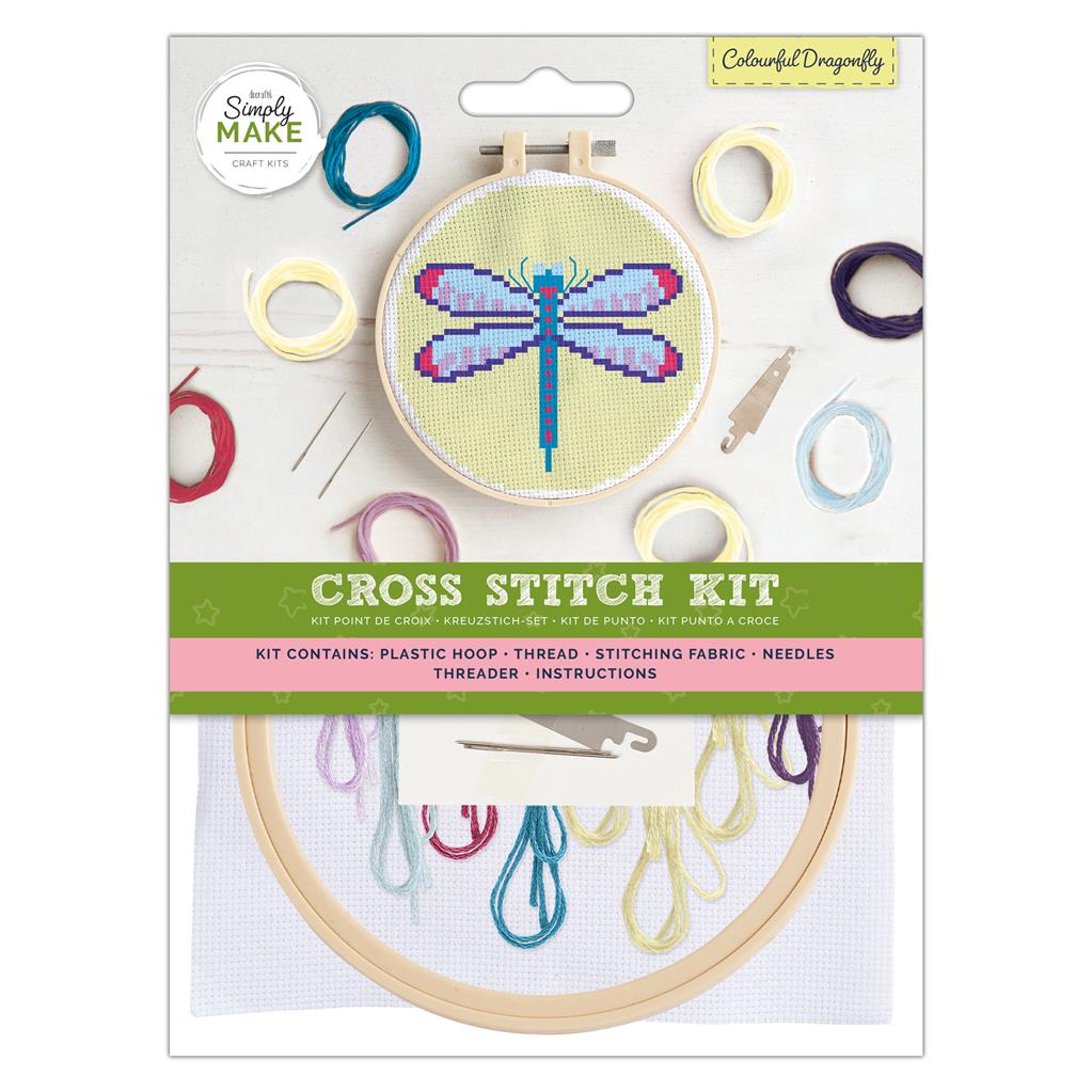 Simply Make 5" Cross Stitch Kit - Colourful Dragonfly