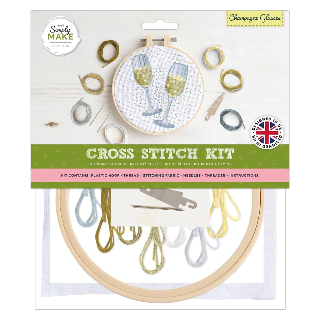 Simply Make 8" Cross Stitch Kit - Champagne Glasses