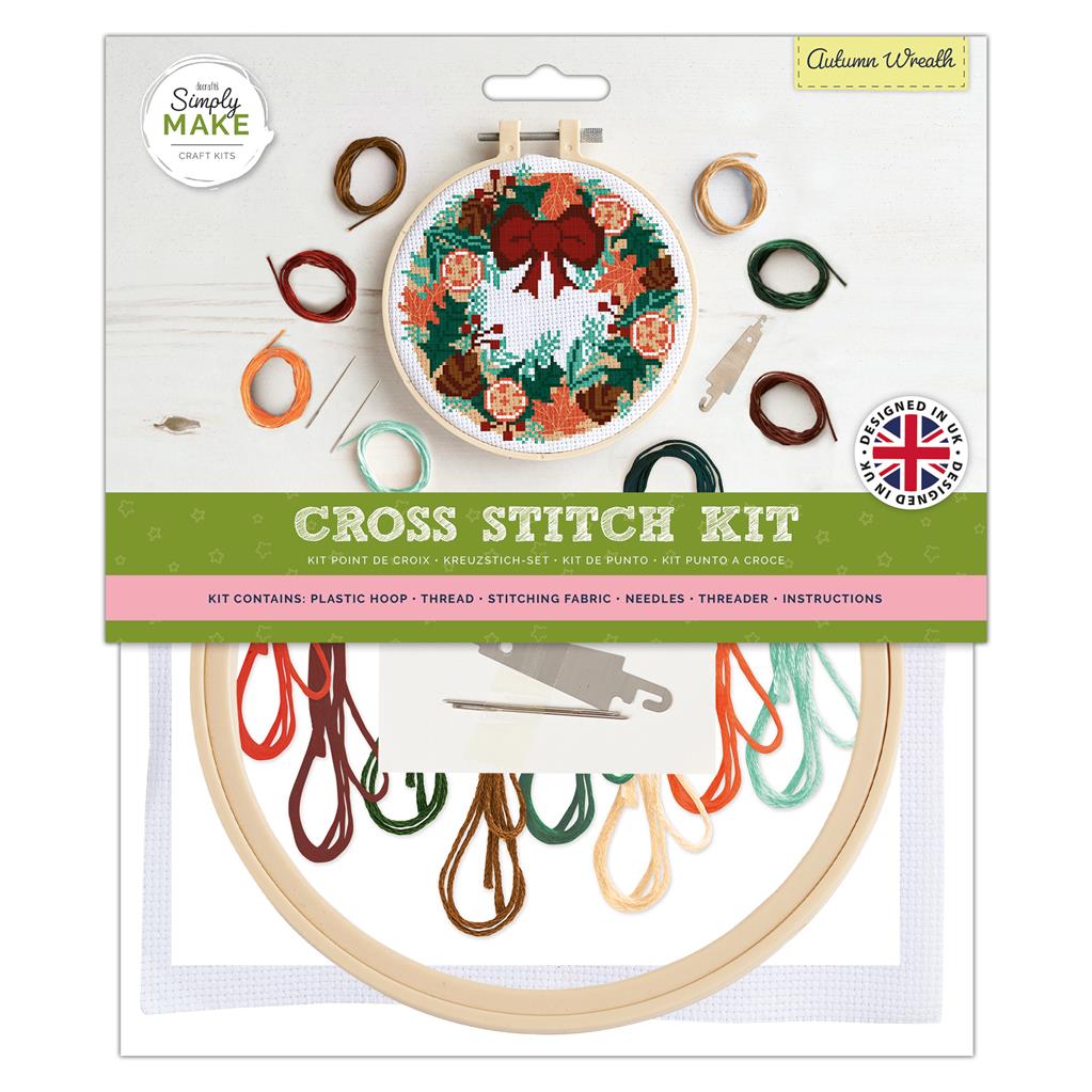 Simply Make 8" Cross Stitch Kit - Autumn Wreath