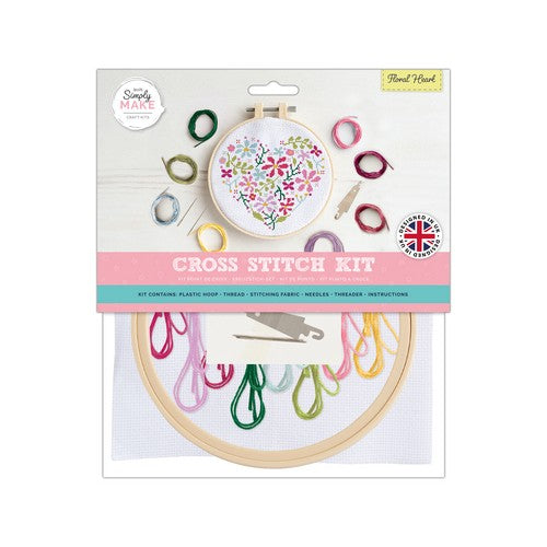 Simply Make 8" Cross Stitch Kit - Floral Heart