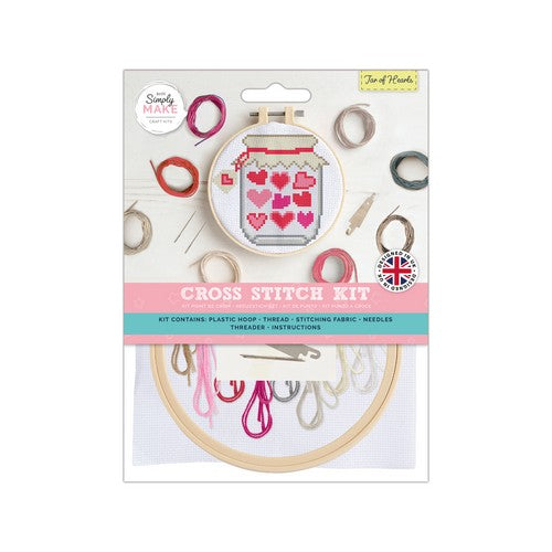 Simply Make 5" Cross Stitch Kit - Jar of Hearts