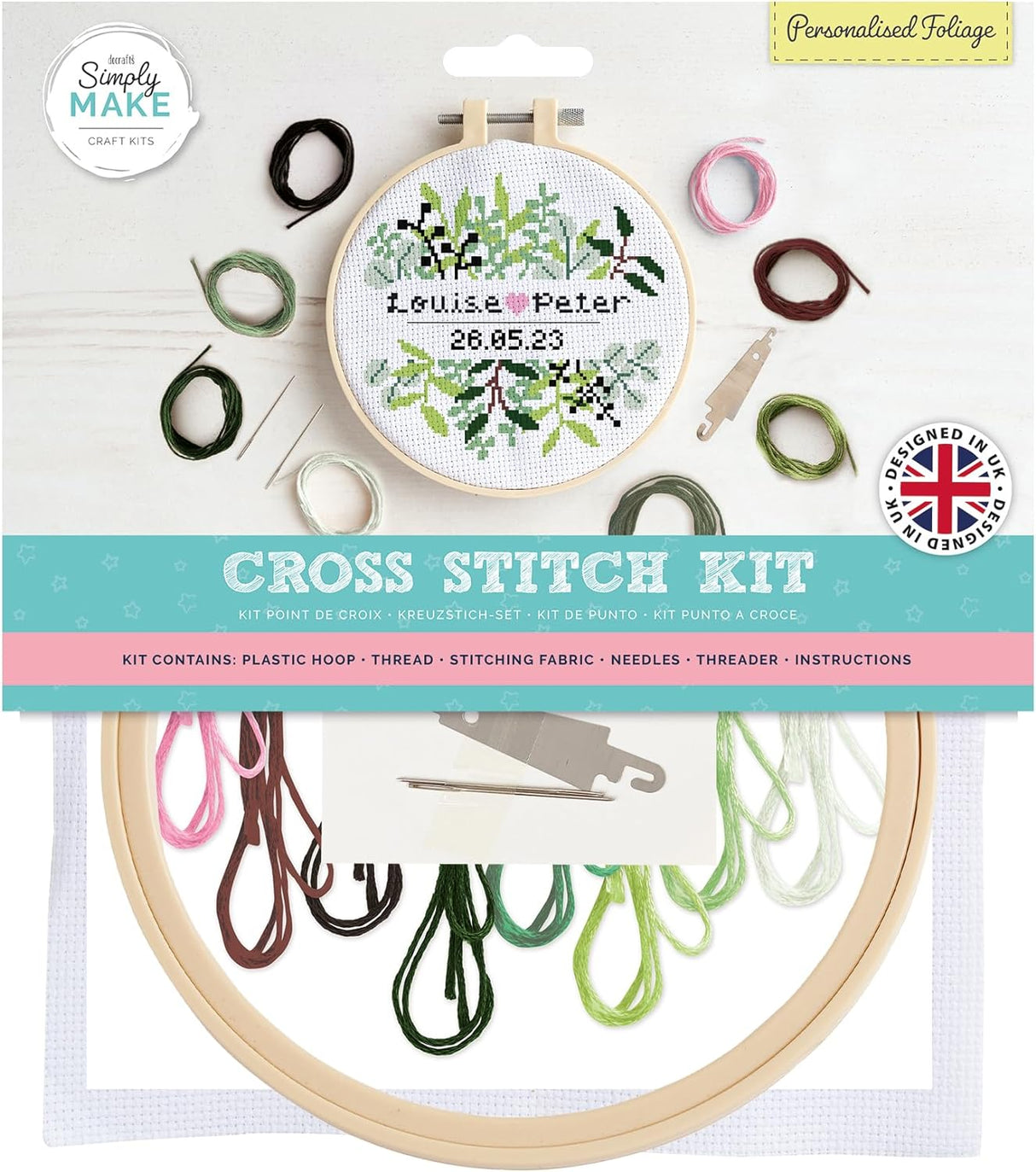 Simply Make 8" Cross Stitch Kit - Personalised Foliage
