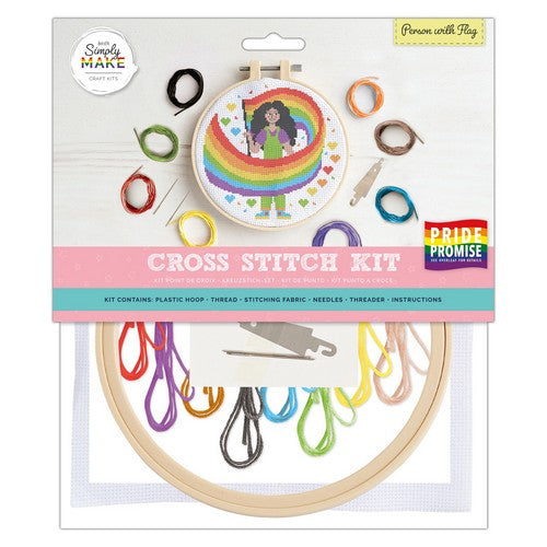 Simply Make 8" Pride Cross Stitch Kit - Person with flag
