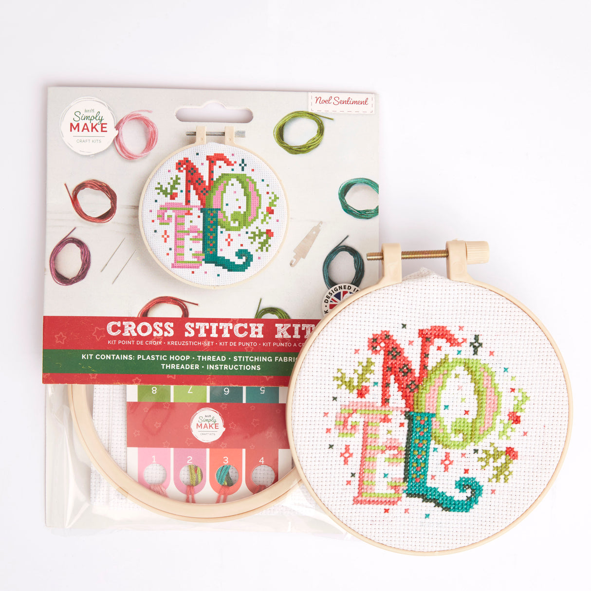 Simply Make 5" Xmas Cross Stitch - Noel Sentiment