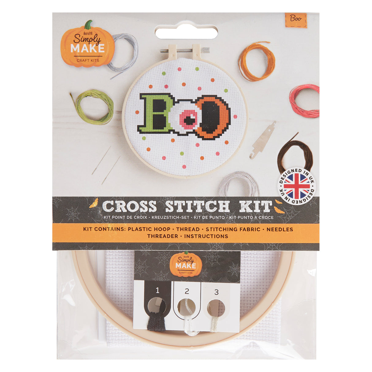 Simply Make 5" Halloween Cross Stitch Kit - Boo