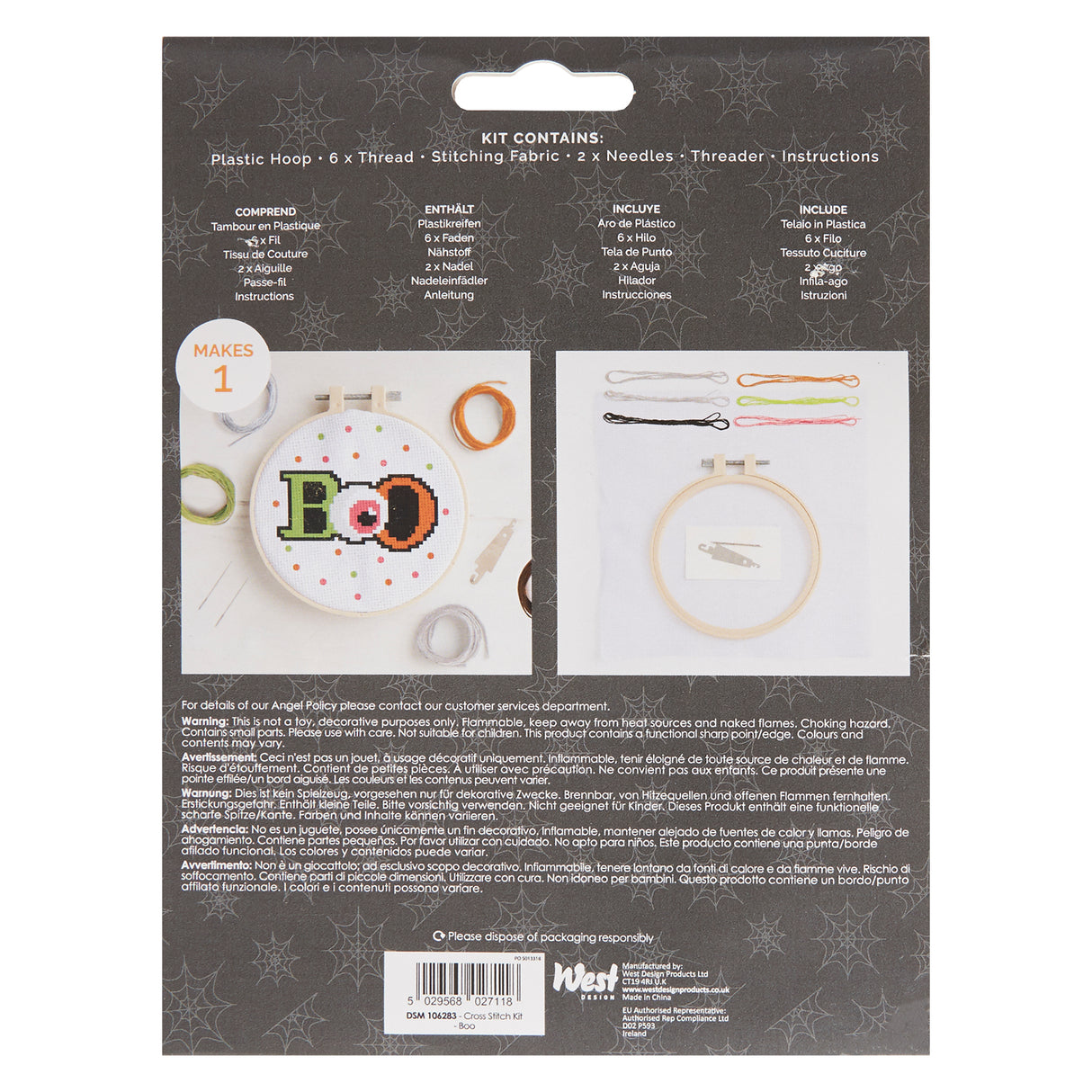 Simply Make 5" Halloween Cross Stitch Kit - Boo