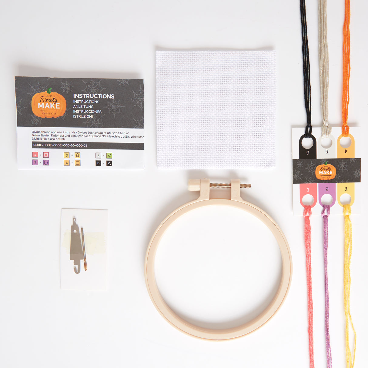 Simply Make 5" Halloween Cross Stitch Kit - Flowers and Skull