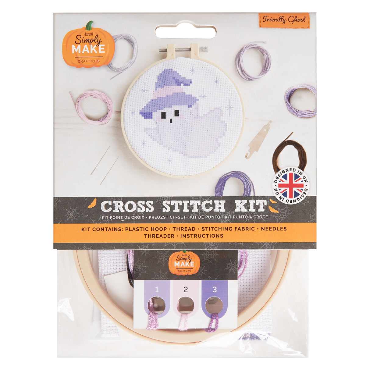 Simply Make 5" Halloween Cross Stitch Kit - Friendly Ghost