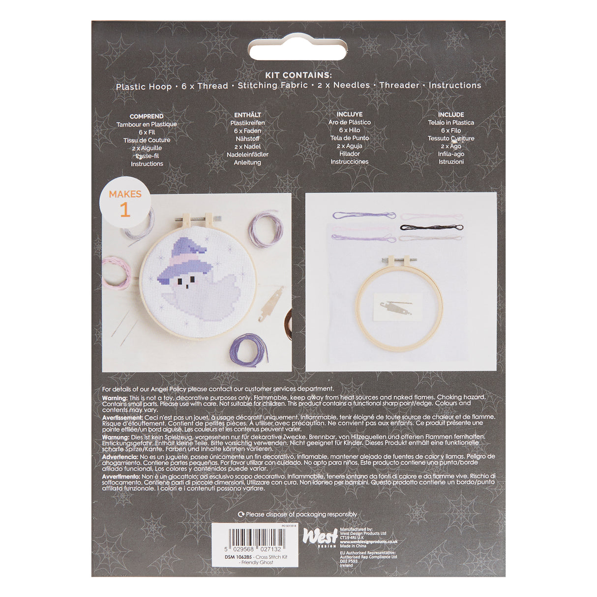 Simply Make 5" Halloween Cross Stitch Kit - Friendly Ghost