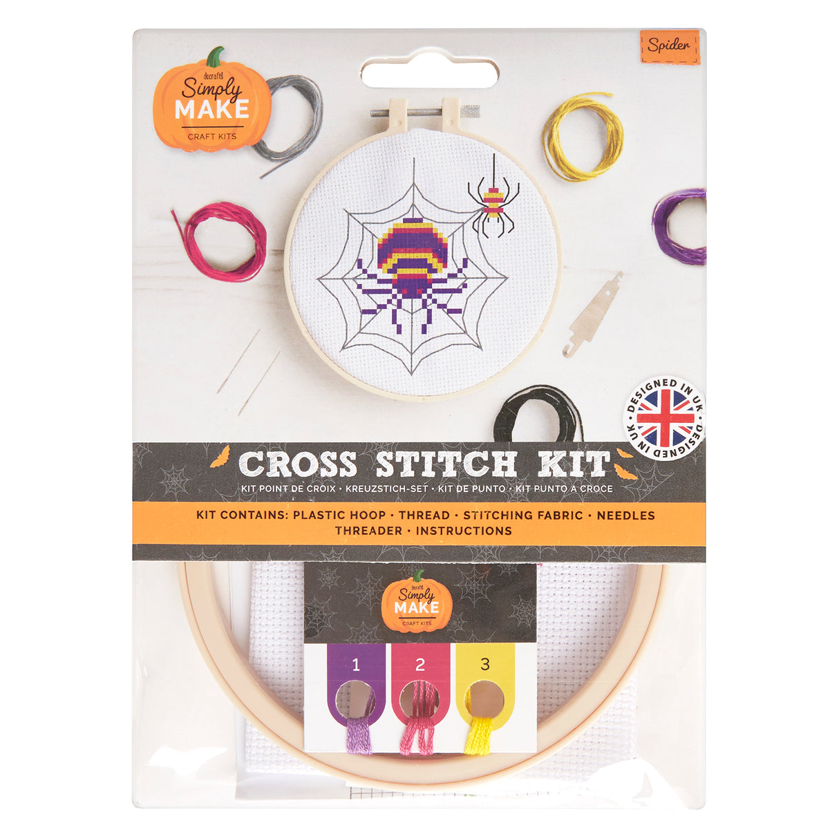 Simply Make 5" Halloween Cross Stitch Kit - Spider