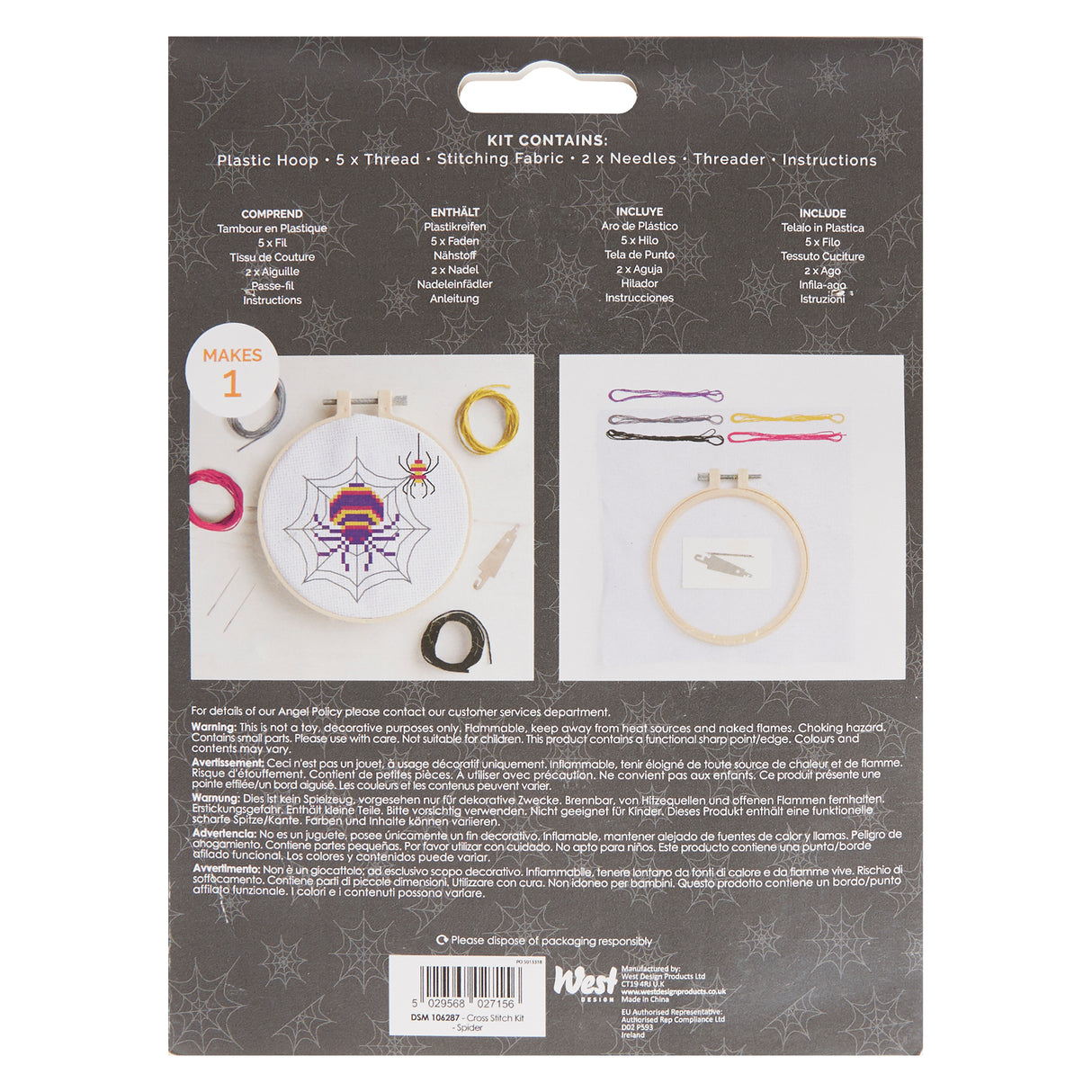 Simply Make 5" Halloween Cross Stitch Kit - Spider