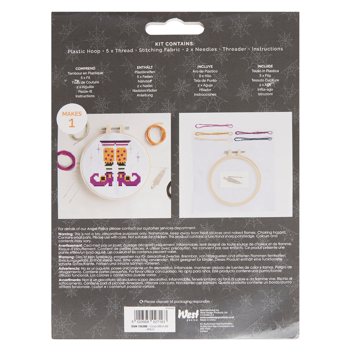 Simply Make 5" Halloween Cross Stitch Kit - Witch