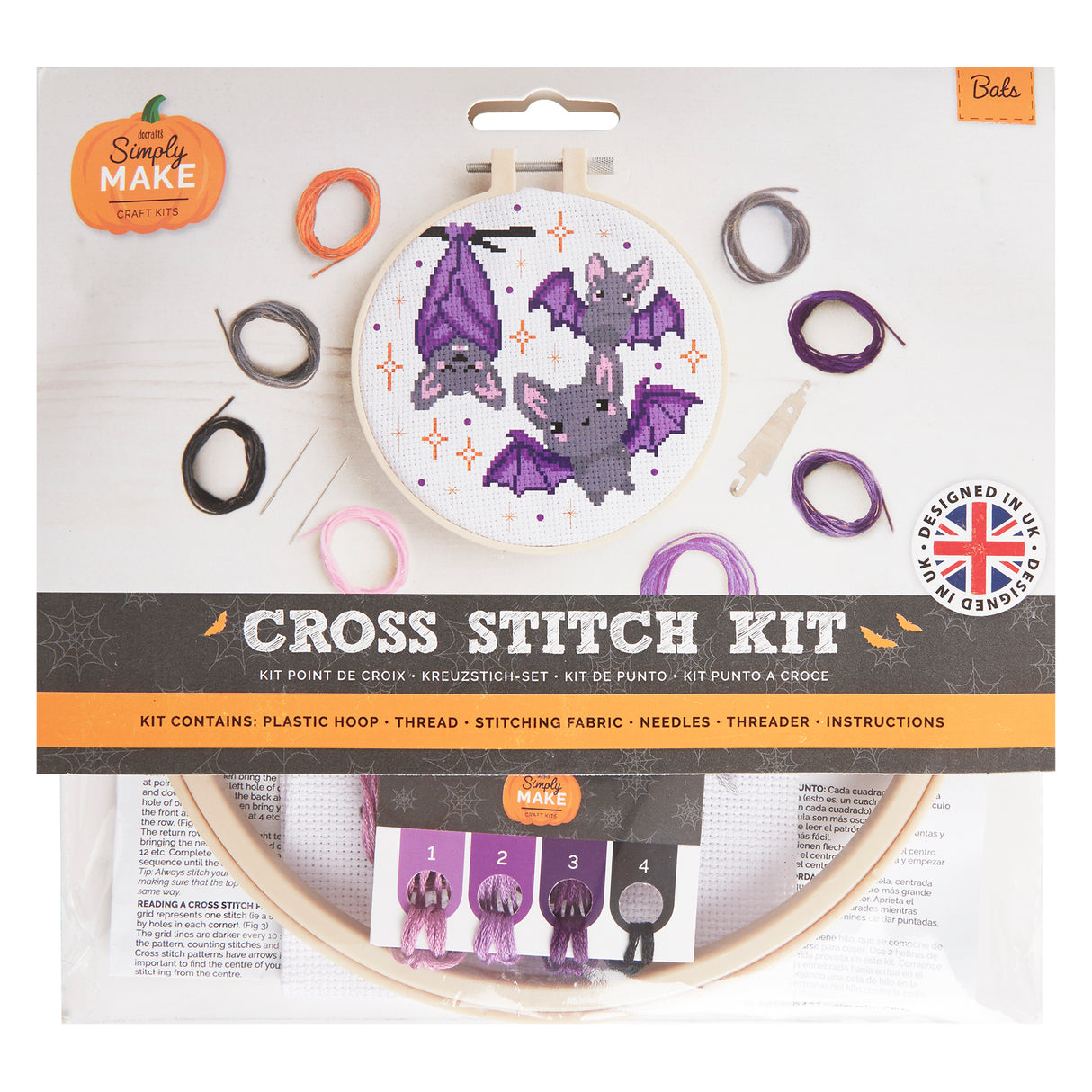 Simply Make 8" Halloween Cross Stitch Kit - Bat