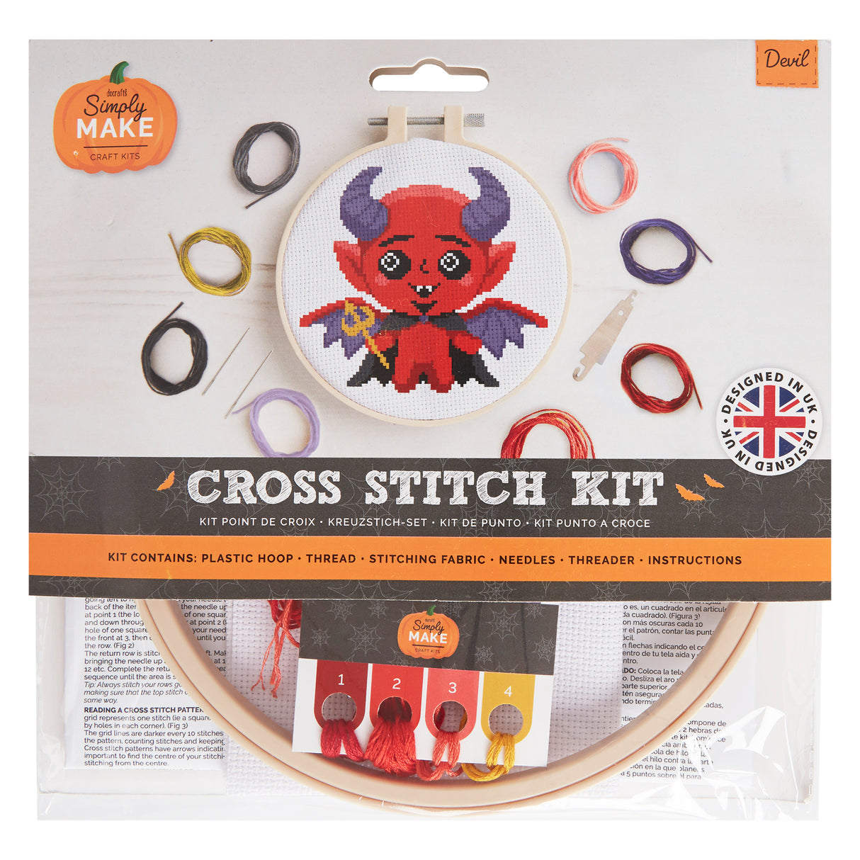 Simply Make 8" Halloween Cross Stitch Kit - Devil