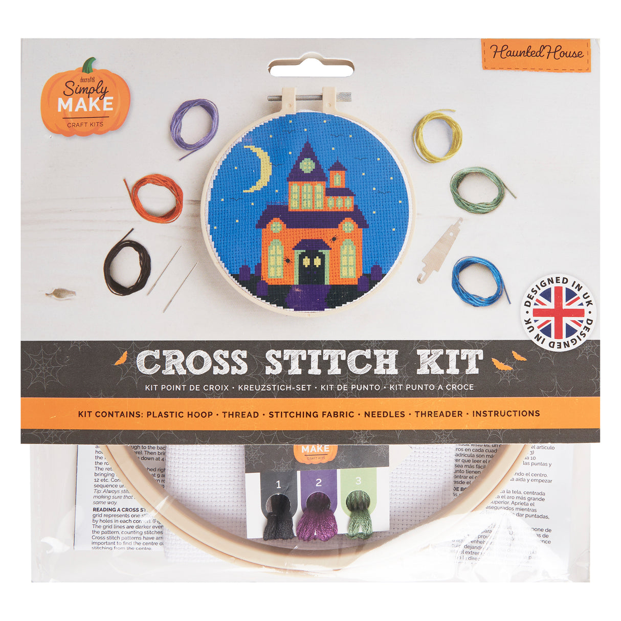 Simply Make 8" Halloween Cross Stitch Kit - Haunted House