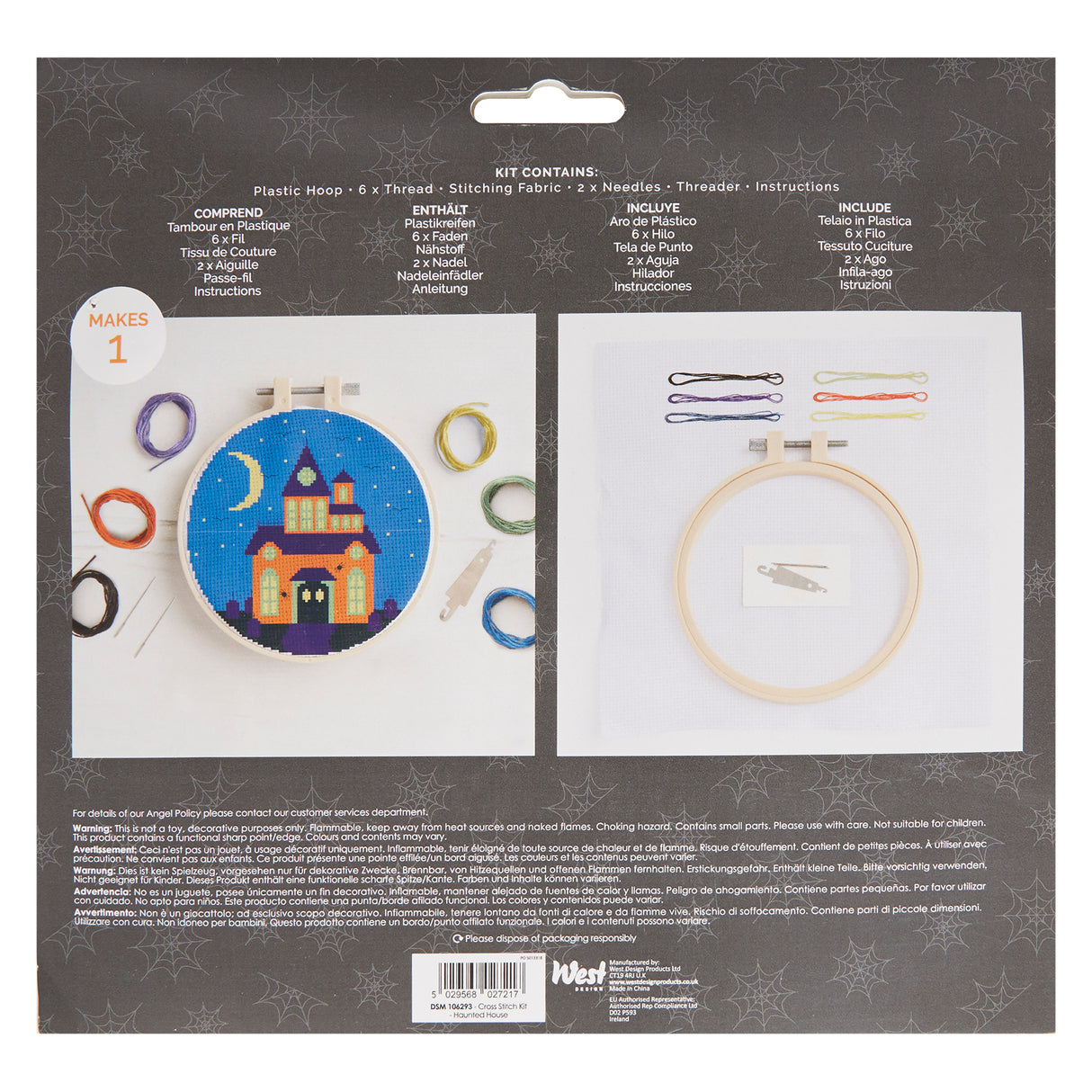 Simply Make 8" Halloween Cross Stitch Kit - Haunted House