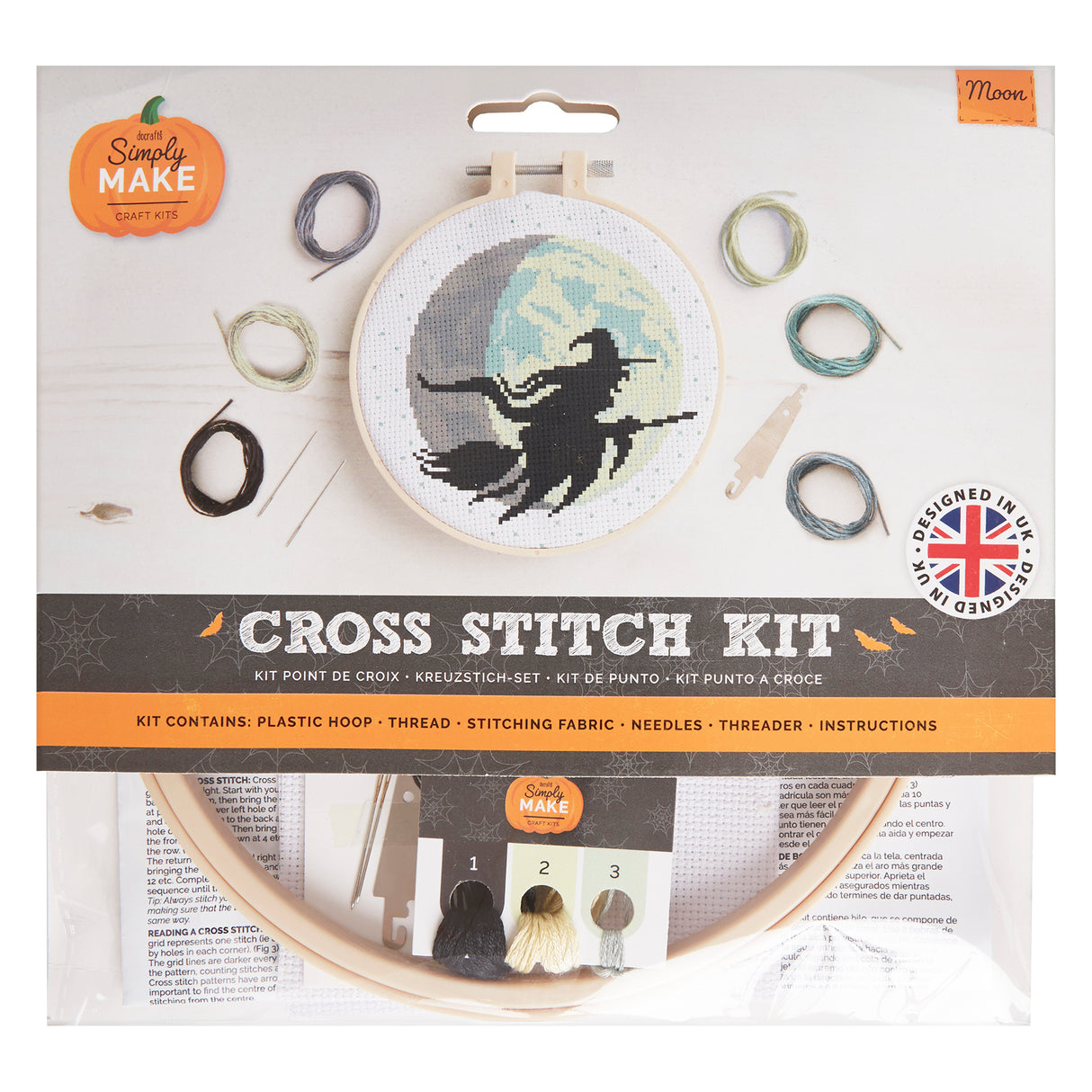 Simply Make 8" Halloween Cross Stitch Kit - Moon